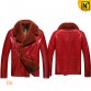 Red Leather Shearling Jacket CW890103 | CWMALLS.COM